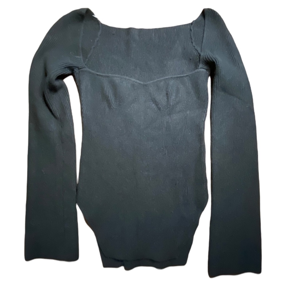 👻 SQUARE NECK SWEATER TOP WITH OPEN SIDES | Black | Size L (no size tag)